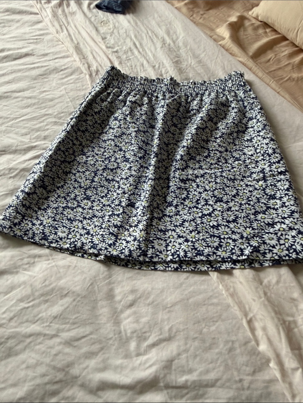 J. Crew Navy and White Daisy-Print Midi Skirt